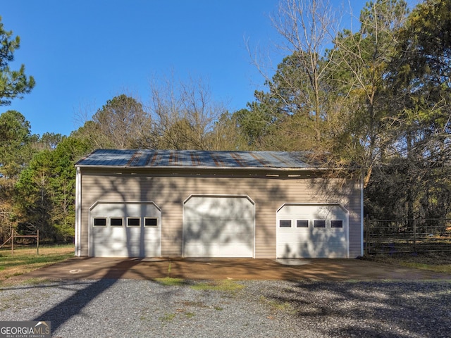 view of detached garage