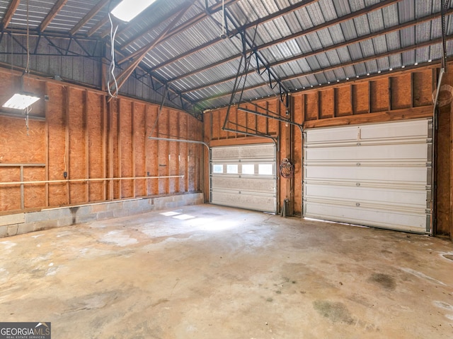 garage with metal wall