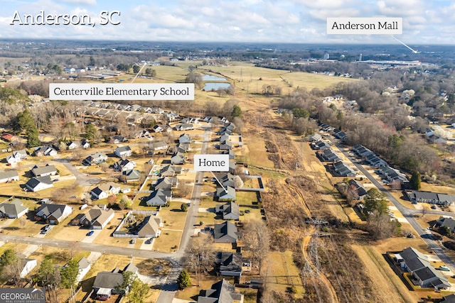 aerial view with a residential view