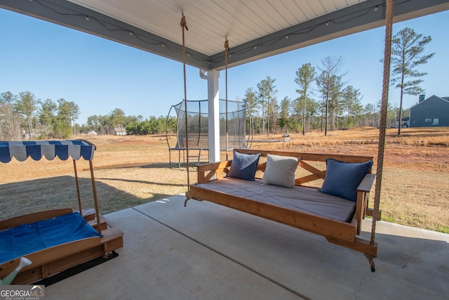 view of patio with a trampoline