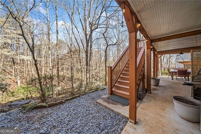 217 Colonial Dr, Woodstock, GA 30189 - view of patio / terrace featuring stairway and outdoor dining space