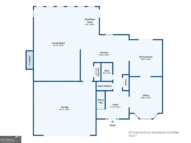 217 Colonial Dr, Woodstock, GA 30189 - floor plan / room layout