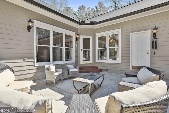 view of patio / terrace with an outdoor living space