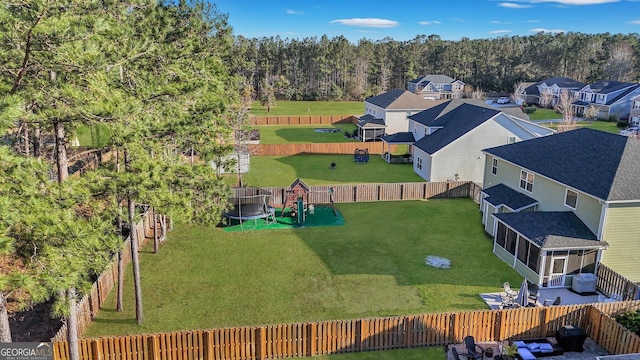 aerial view with a residential view