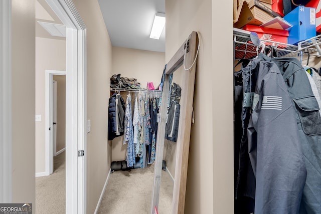 spacious closet with carpet floors