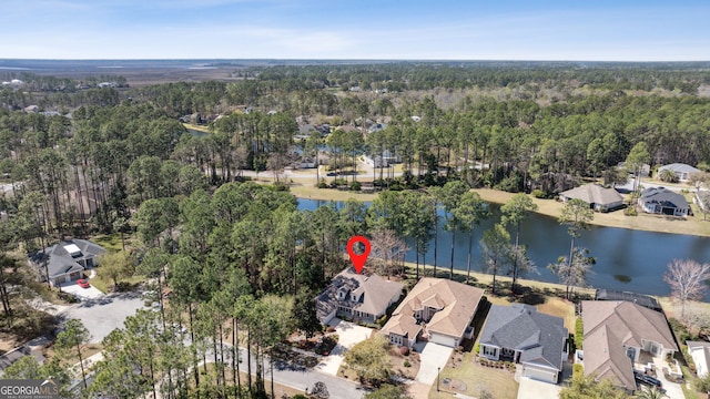 246 Heron Ct, Saint Marys, GA 31558 - aerial view with a residential view, a view of trees, and a water view