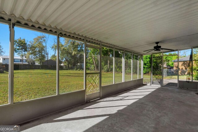 view of unfurnished sunroom