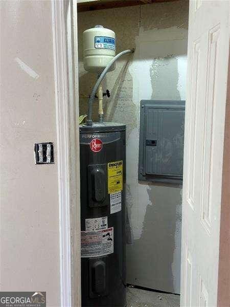 utilities with electric panel and electric water heater