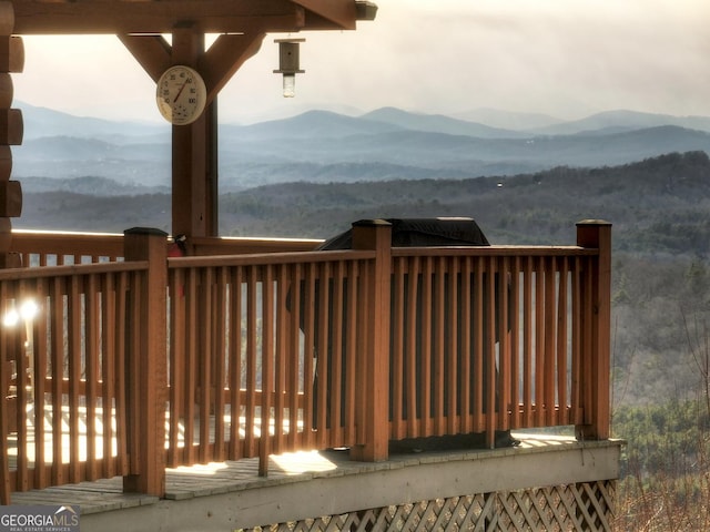 deck with a mountain view