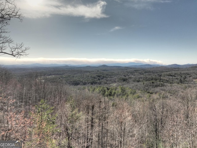 view of mountain feature with a view of trees