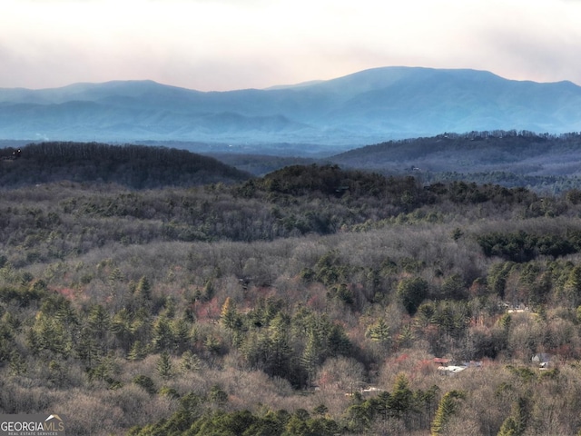 mountain view with a view of trees