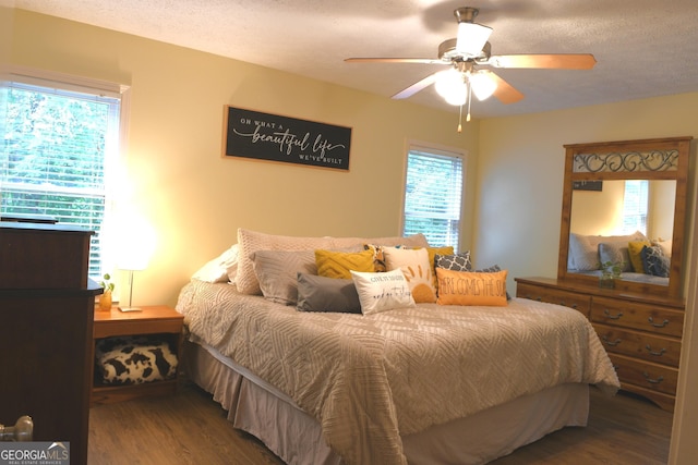 1537 David Lee St, Acworth, GA 30102 - bedroom featuring wood finished floors, a ceiling fan, and a textured ceiling
