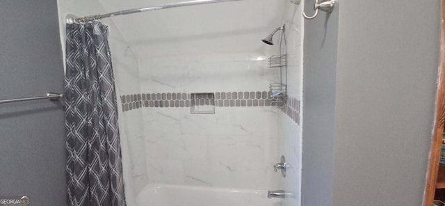 full bath featuring shower / bath combo with shower curtain