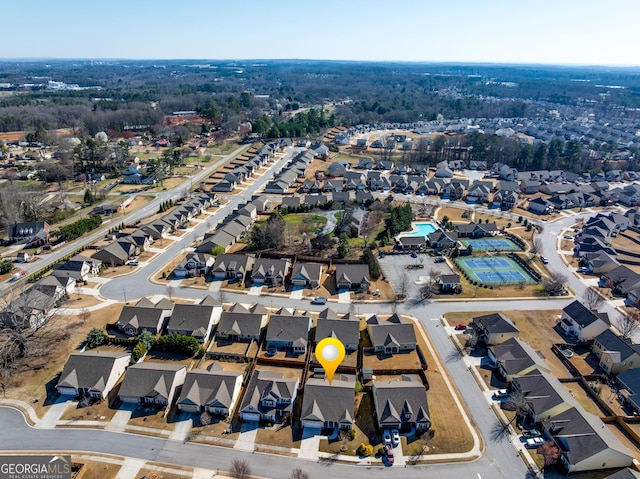 bird's eye view with a residential view