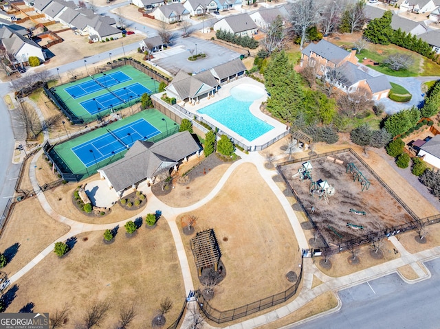 bird's eye view with a residential view