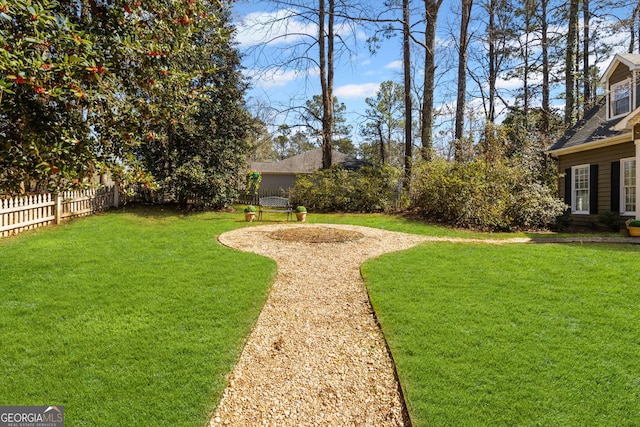 view of yard featuring fence