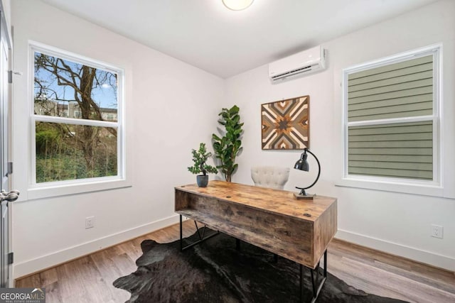 2664 Brown St NW, Atlanta, GA 30318 - home office featuring a wall unit AC, wood finished floors, and baseboards