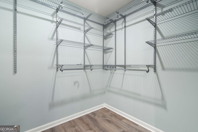 spacious closet with wood finished floors