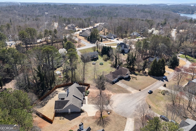 bird's eye view with a view of trees