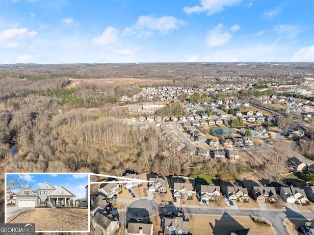 bird's eye view with a residential view