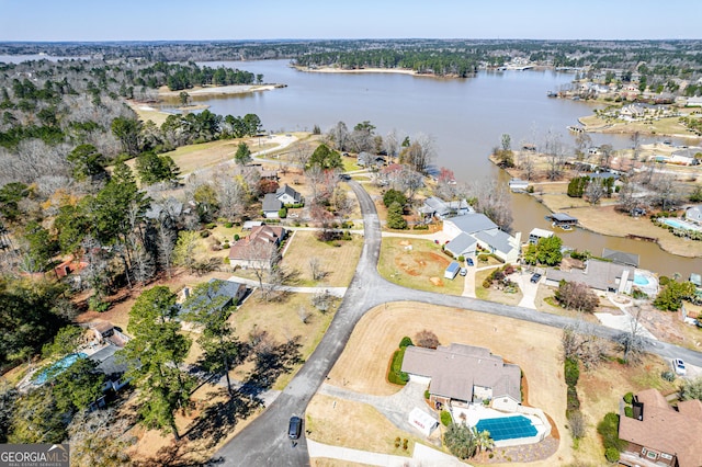 bird's eye view featuring a water view