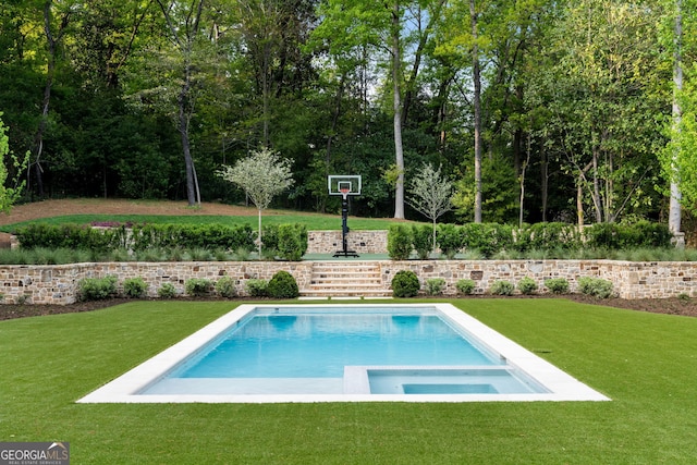 41 Blackland Rd NW, Atlanta, GA 30342 - view of pool with a lawn and a pool with connected hot tub