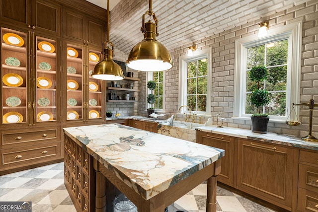 41 Blackland Rd NW, Atlanta, GA 30342 - wine room with a sink, brick wall, and light floors