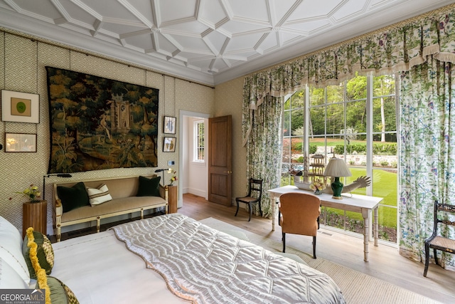 41 Blackland Rd NW, Atlanta, GA 30342 - bedroom featuring wood finished floors, multiple windows, and wallpapered walls