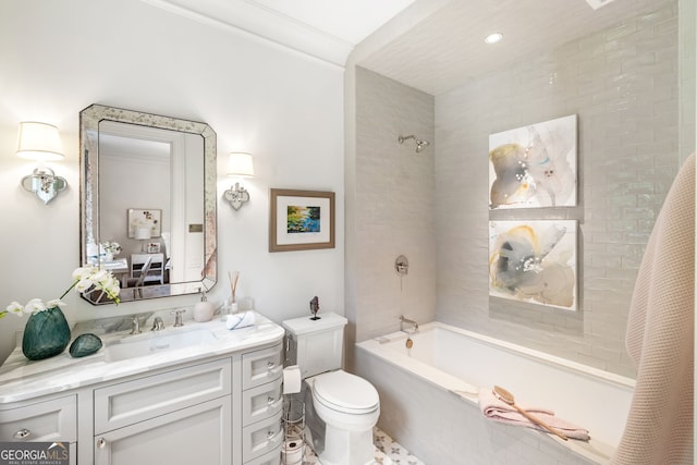 41 Blackland Rd NW, Atlanta, GA 30342 - full bathroom featuring recessed lighting, shower / bathtub combination, toilet, and vanity