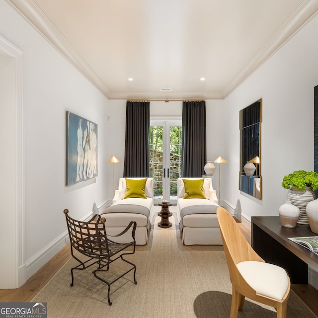 41 Blackland Rd NW, Atlanta, GA 30342 - sitting room featuring baseboards, ornamental molding, wood finished floors, and recessed lighting