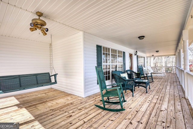 deck with covered porch