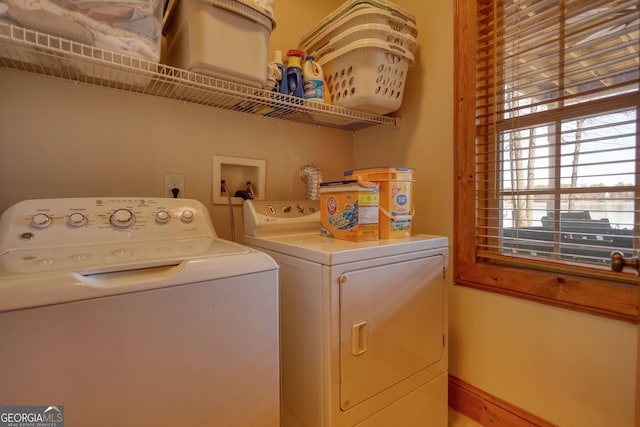 laundry area with laundry area and washing machine and dryer