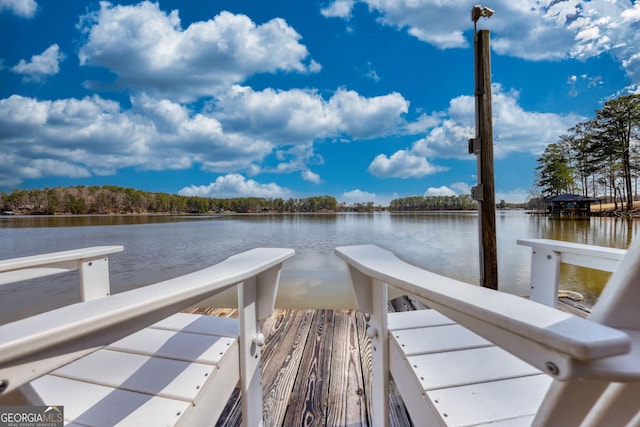 dock area featuring a water view