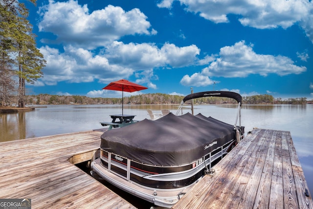 view of dock featuring a water view