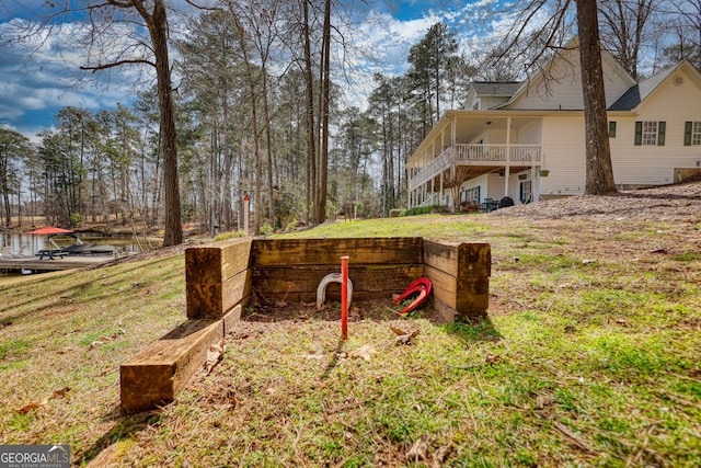 view of yard featuring a deck