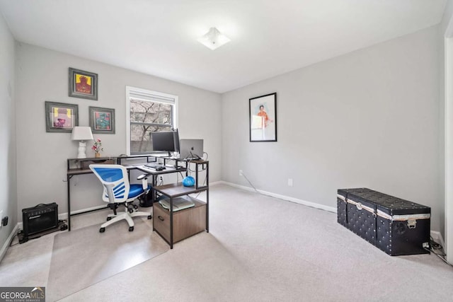 office area with carpet and baseboards