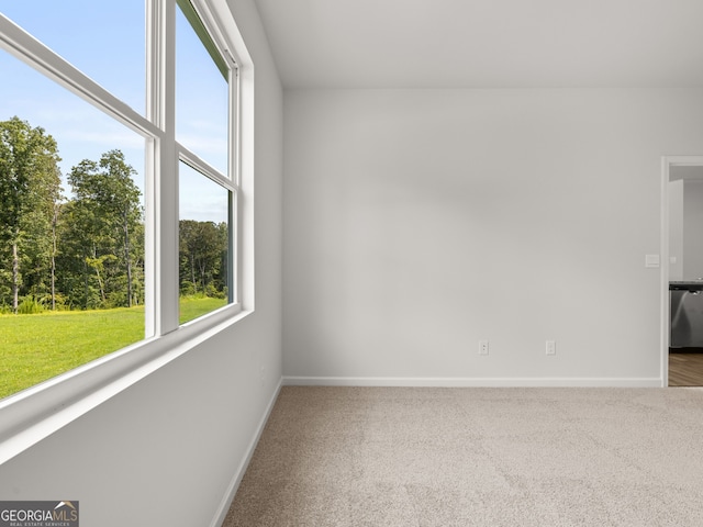 carpeted empty room featuring baseboards and plenty of natural light