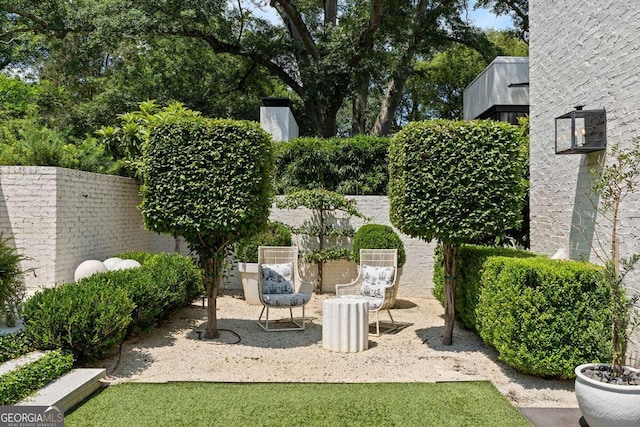 view of yard with a patio and fence