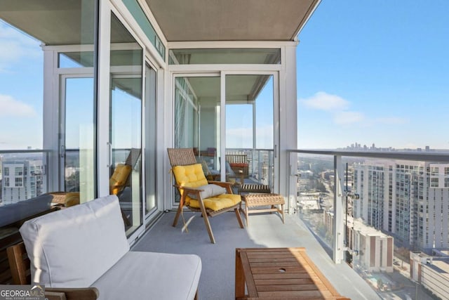 balcony featuring a view of city