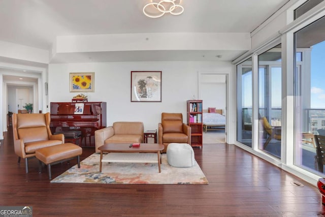 living room with wood finished floors