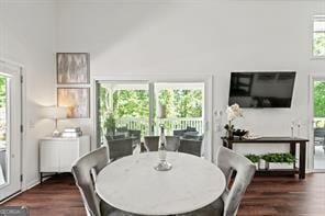 dining room with plenty of natural light and wood finished floors