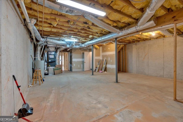 view of unfinished basement