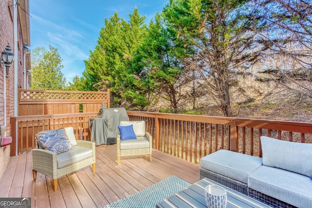 deck with a grill