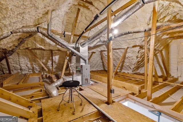 view of unfinished attic