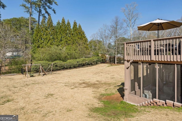 view of yard with fence