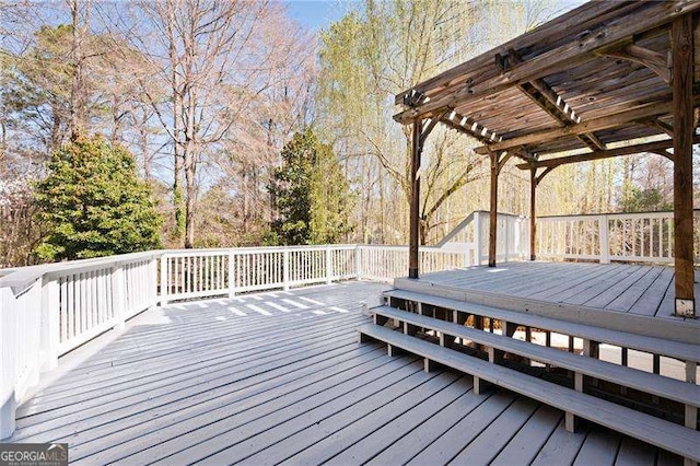 deck featuring a pergola