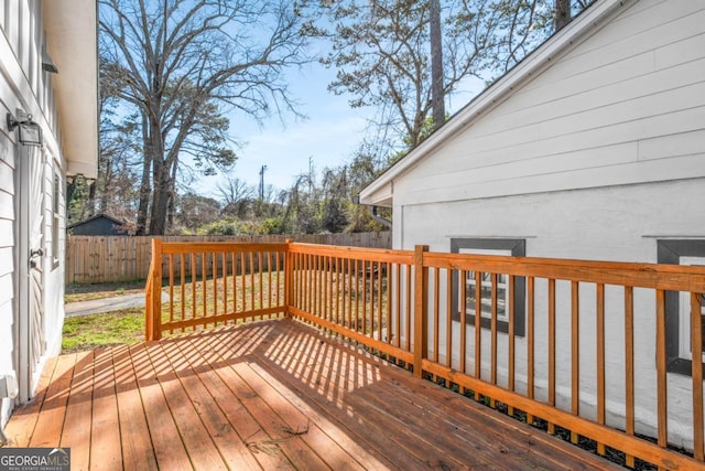 deck featuring a fenced backyard