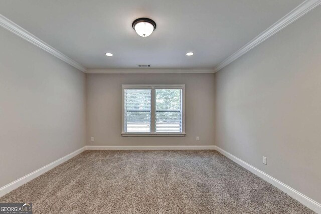 full bathroom with vanity, crown molding, and toilet