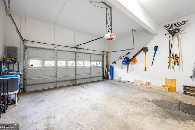 garage with a garage door opener