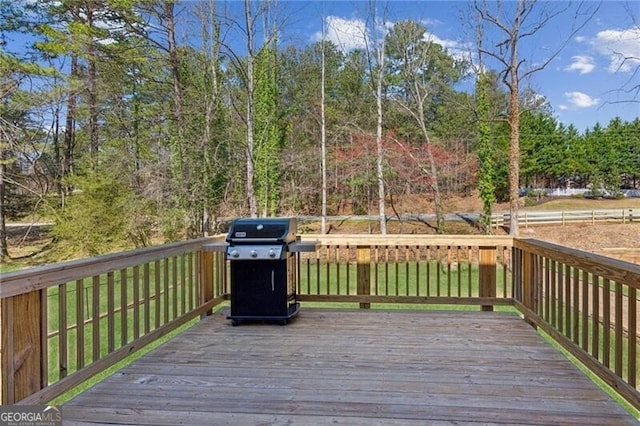 deck featuring grilling area